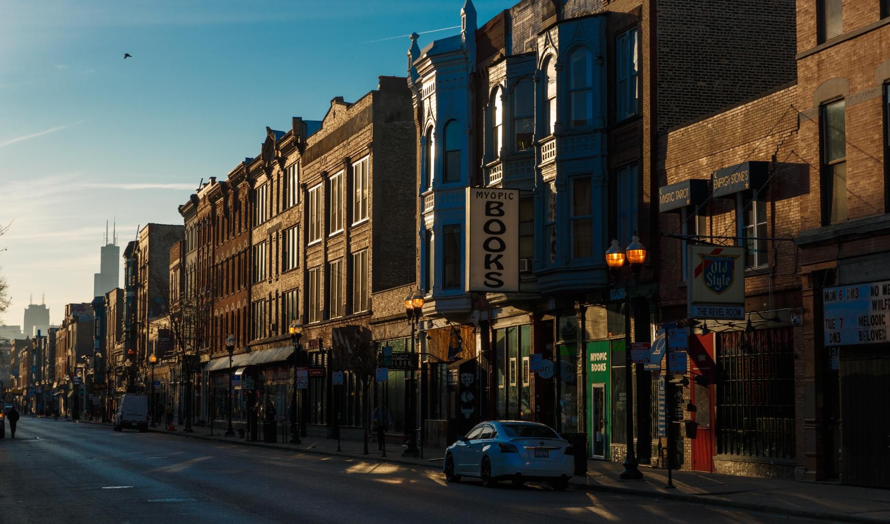 Close to the center of everything city street with apartments and shops